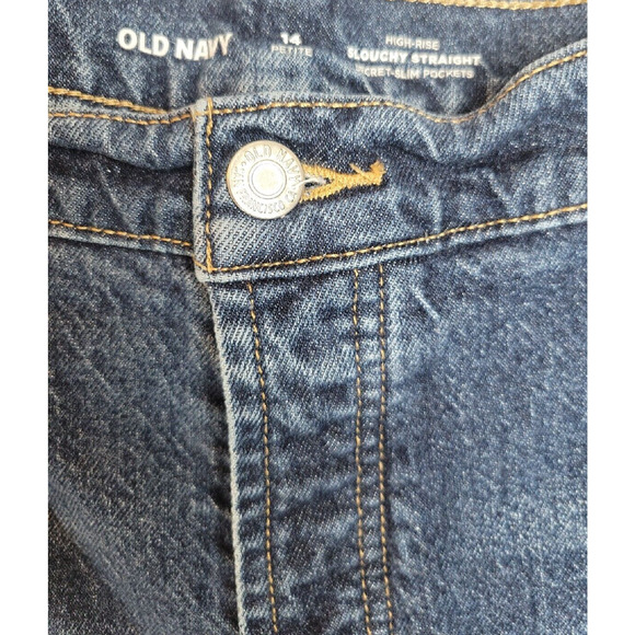 Old Navy Blue Denim Slouchy Straight Secret Slim High Rise Jeans Womens Size 14P - Picture 3 of 6